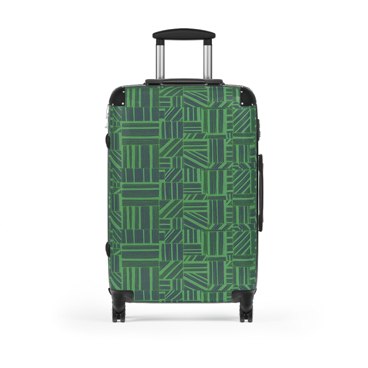 Green Geometric Hard Shell Carry On Suitcase – 360° Spinner Wheels & Built-In Lock