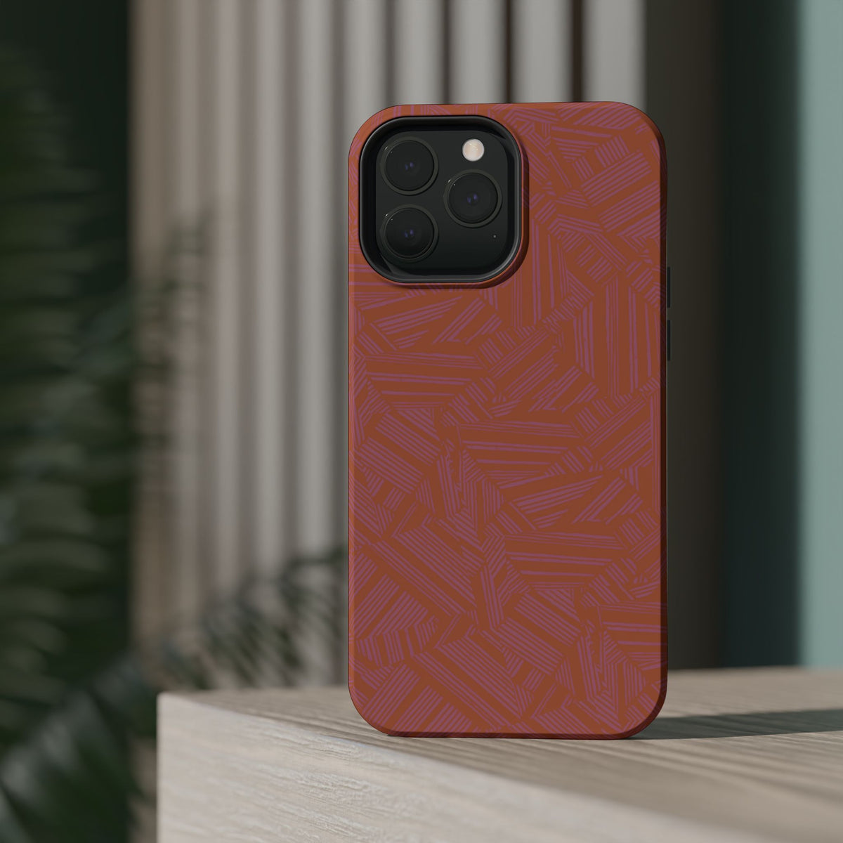 Protective iPhone 18 Pro Max Case With Terracotta Geometric MagSafe Impact Resistance
