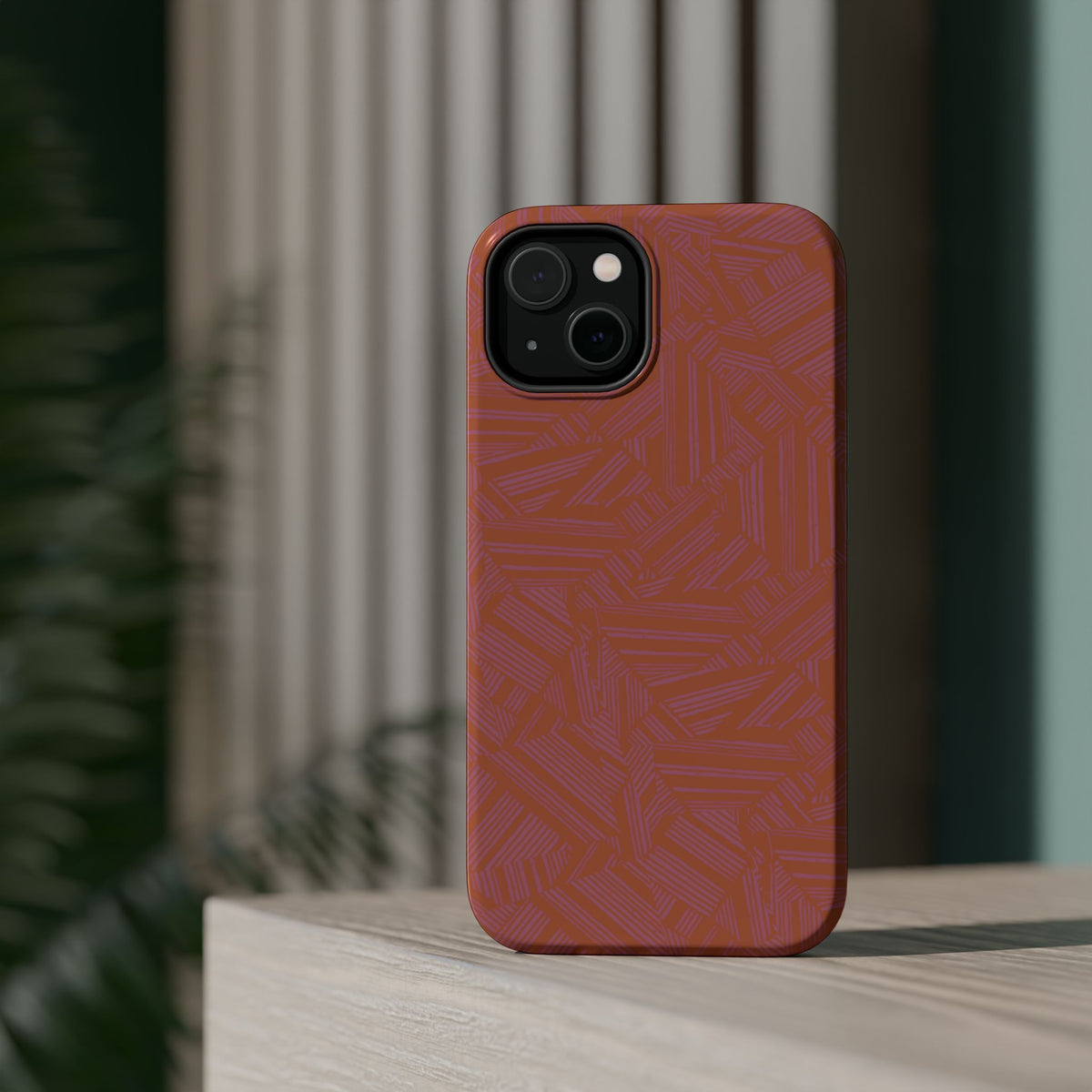 Protective iPhone 18 Pro Max Case With Terracotta Geometric MagSafe Impact Resistance