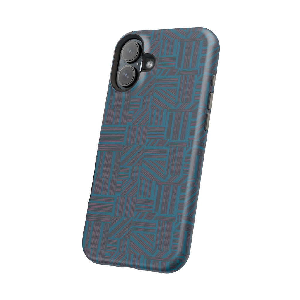 Impact Resistant iPhone 17 Case, Teal Geometric MagSafe Dual-Layer Protection