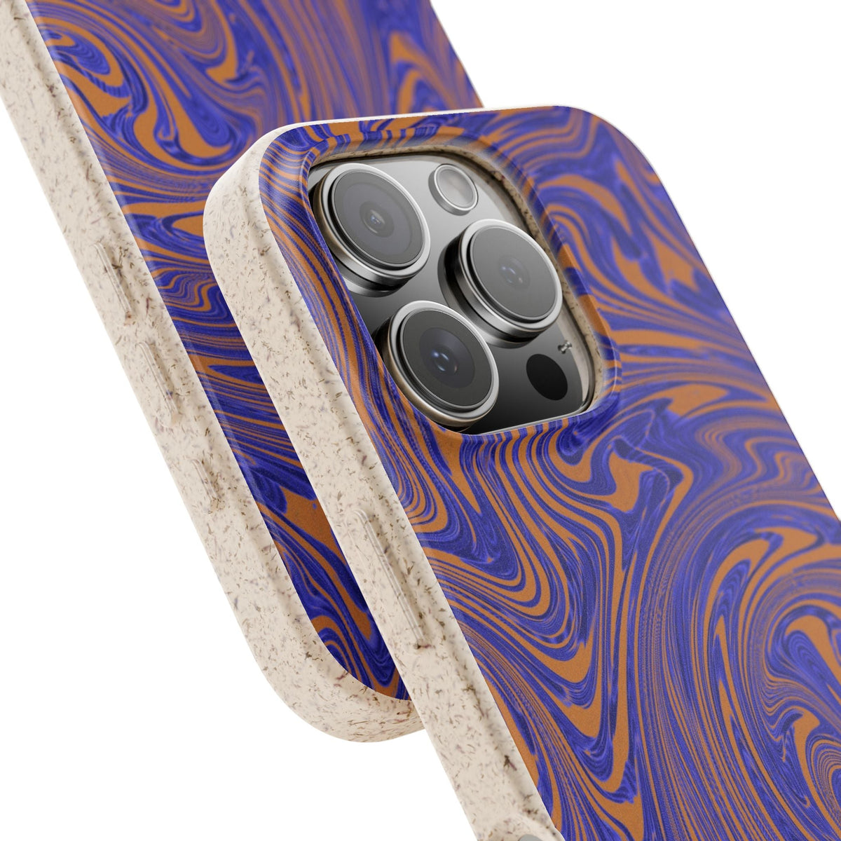 Biodegradable iPhone 17 Case – Purple Orange Marble Swirl Eco-Friendly Protection