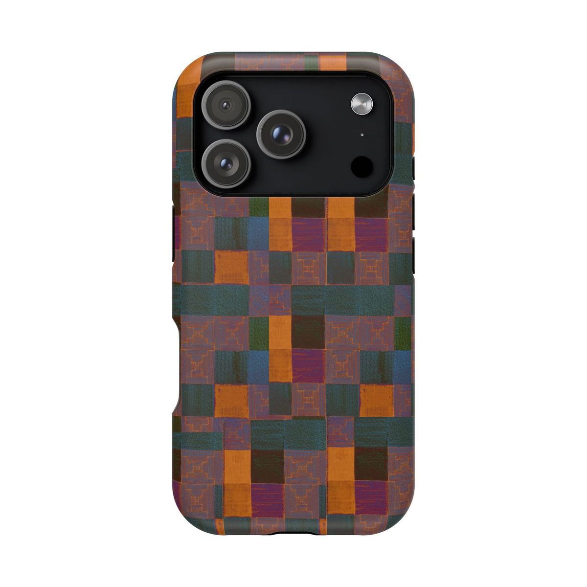 Impact-Resistant Phone Case — Retro Checkerboard Pattern, Fractyl wireless charging iphone 18 pro case featuring a slim form, rounded edges, and full-wrap printed artwork.