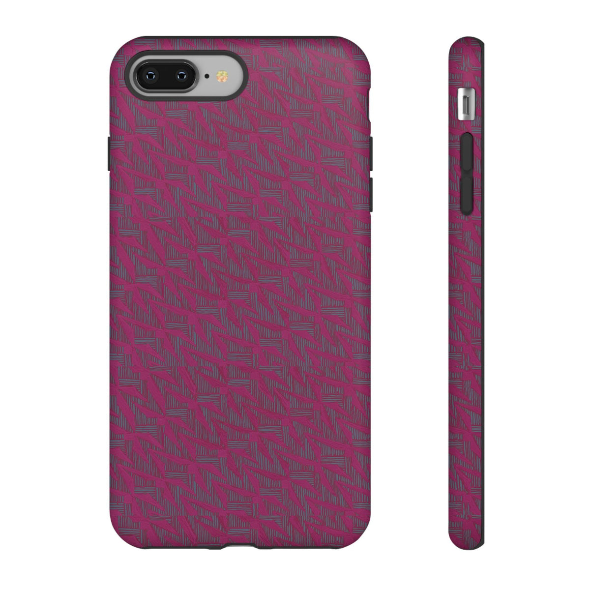 Pink Textured Tough Phone Case — Protective Slim iPhone Cover, durable wireless charging case