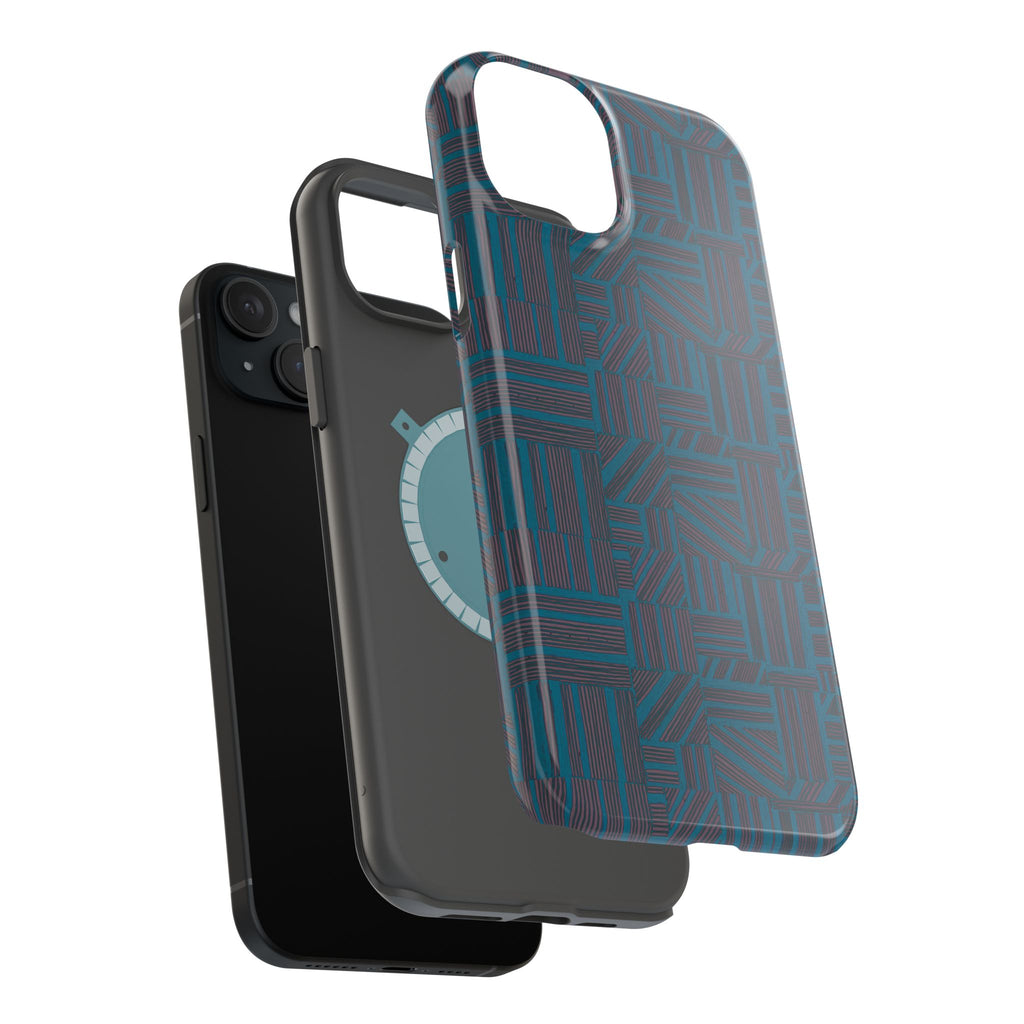 Impact Resistant iPhone 17 Case, Teal Geometric MagSafe Dual-Layer Protection