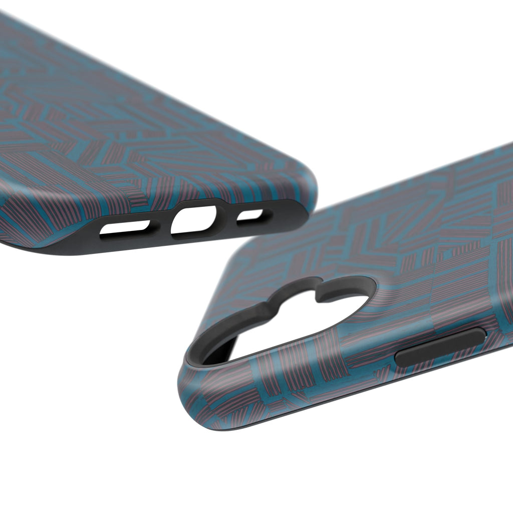 Impact Resistant iPhone 17 Case, Teal Geometric MagSafe Dual-Layer Protection