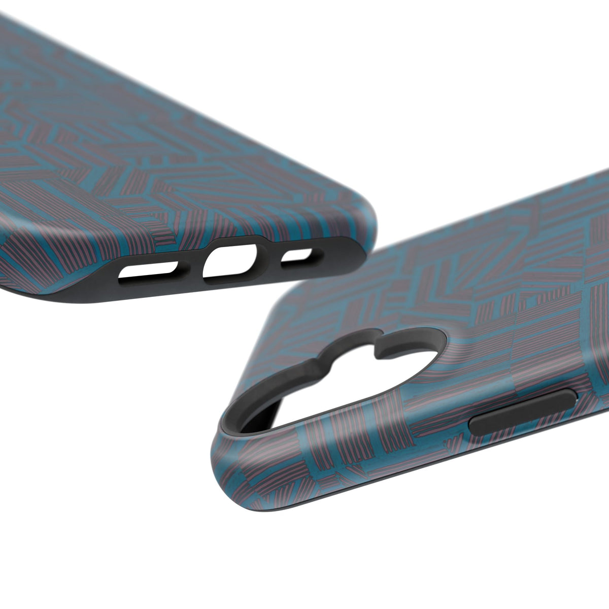 Impact Resistant iPhone 17 Case, Teal Geometric MagSafe Dual-Layer Protection