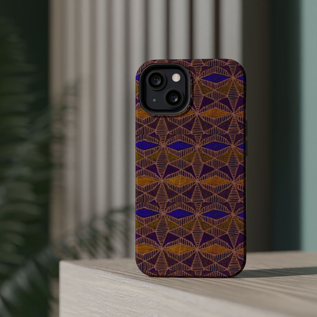 Phone Case — Geometric Tribal Pattern Magnetic Impact-Resistant Case, Fractyl impact resistant iphone 16 pro case shown with a slim, sturdy silhouette and artistic finish.