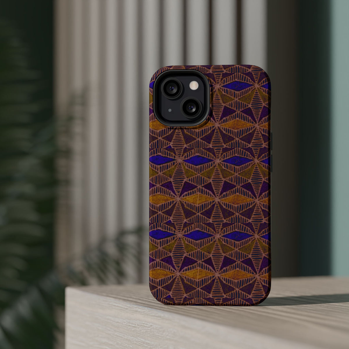 Phone Case — Geometric Tribal Pattern Magnetic Impact-Resistant Case, Fractyl impact resistant iphone 16 pro case shown with a slim, sturdy silhouette and artistic finish.