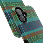 Geometric Green Wireless Charging iPhone 16 Pro Max Case - Impact-Resistant Dual-Layer