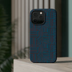 Impact Resistant Phone Case-20% OFF Entire Order, And Free Shipping, Teal Geometric MagSafe case standing on a table in a home setting; impact resistant iphone 17 case-20% OFF Entire Order, and Free Shipping.