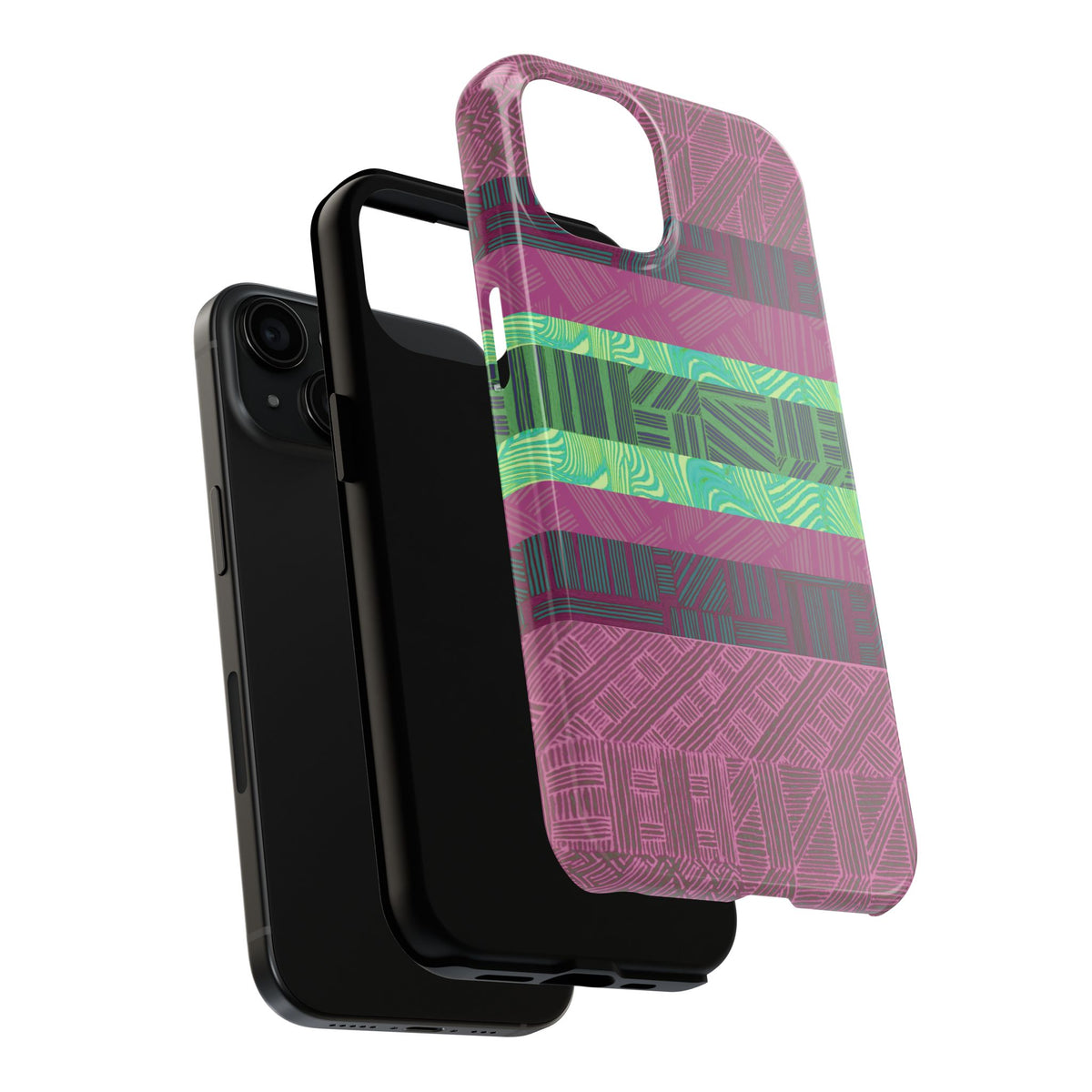Fractyl Glossy Protective iPhone 18 Pro Max Case – Geometric Teal Shockproof Design