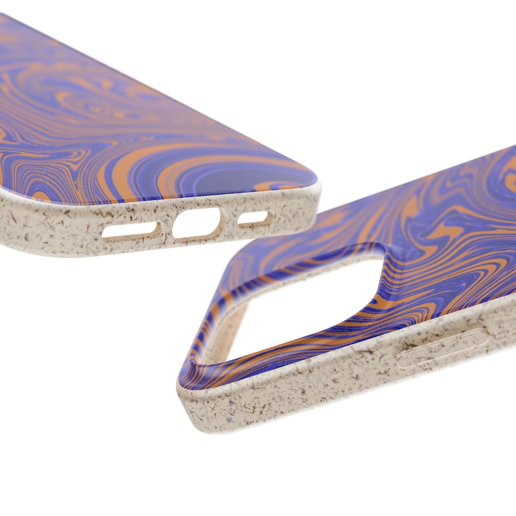 Biodegradable iPhone 17 Case – Purple Orange Marble Swirl Eco-Friendly Protection