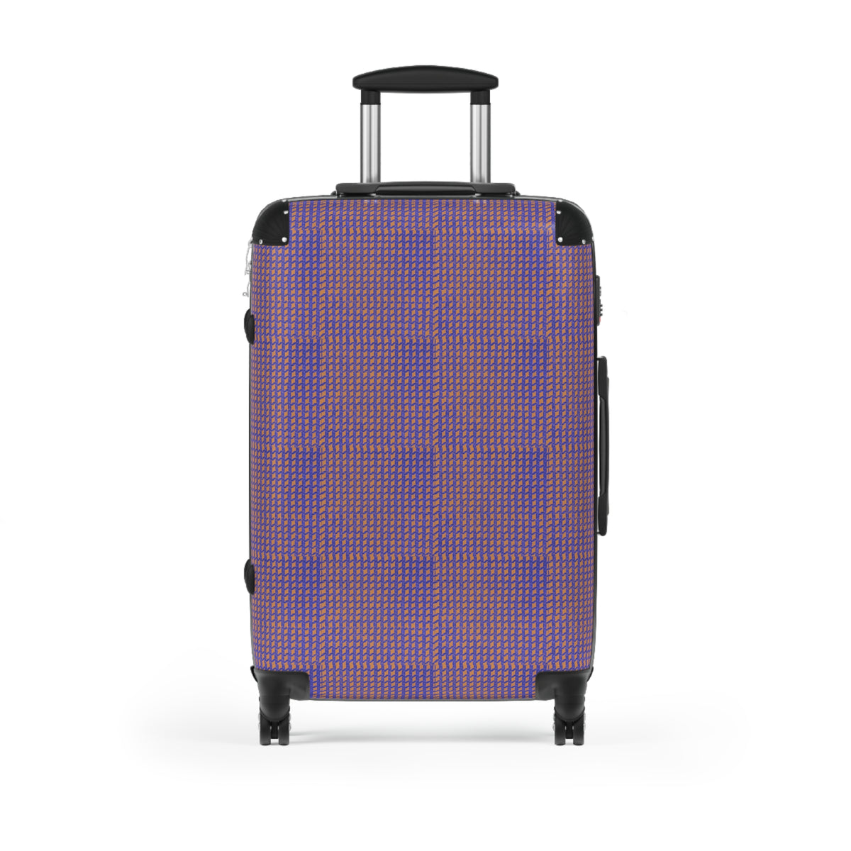 Purple Houndstooth Carry-On Suitcase — Retro Pattern Luggage for Travel
