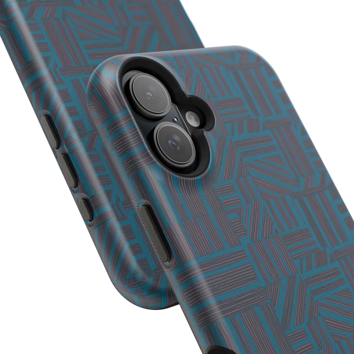 Impact Resistant iPhone 17 Case, Teal Geometric MagSafe Dual-Layer Protection
