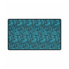 Geometric Teal Desk Mat — Large Patterned Mousepad for Office & Gaming, wide gaming desk mat with smooth teal and navy patterned surface for keyboard and mouse