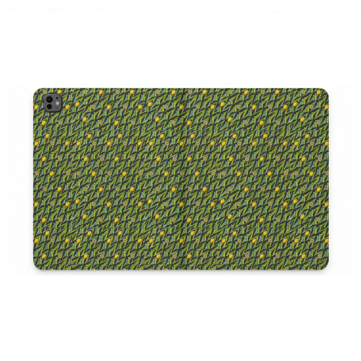 Green Botanical Pattern Tablet Folio Case, a vegan leather tablet case featuring a detailed green woodland pattern and protective tablet cover