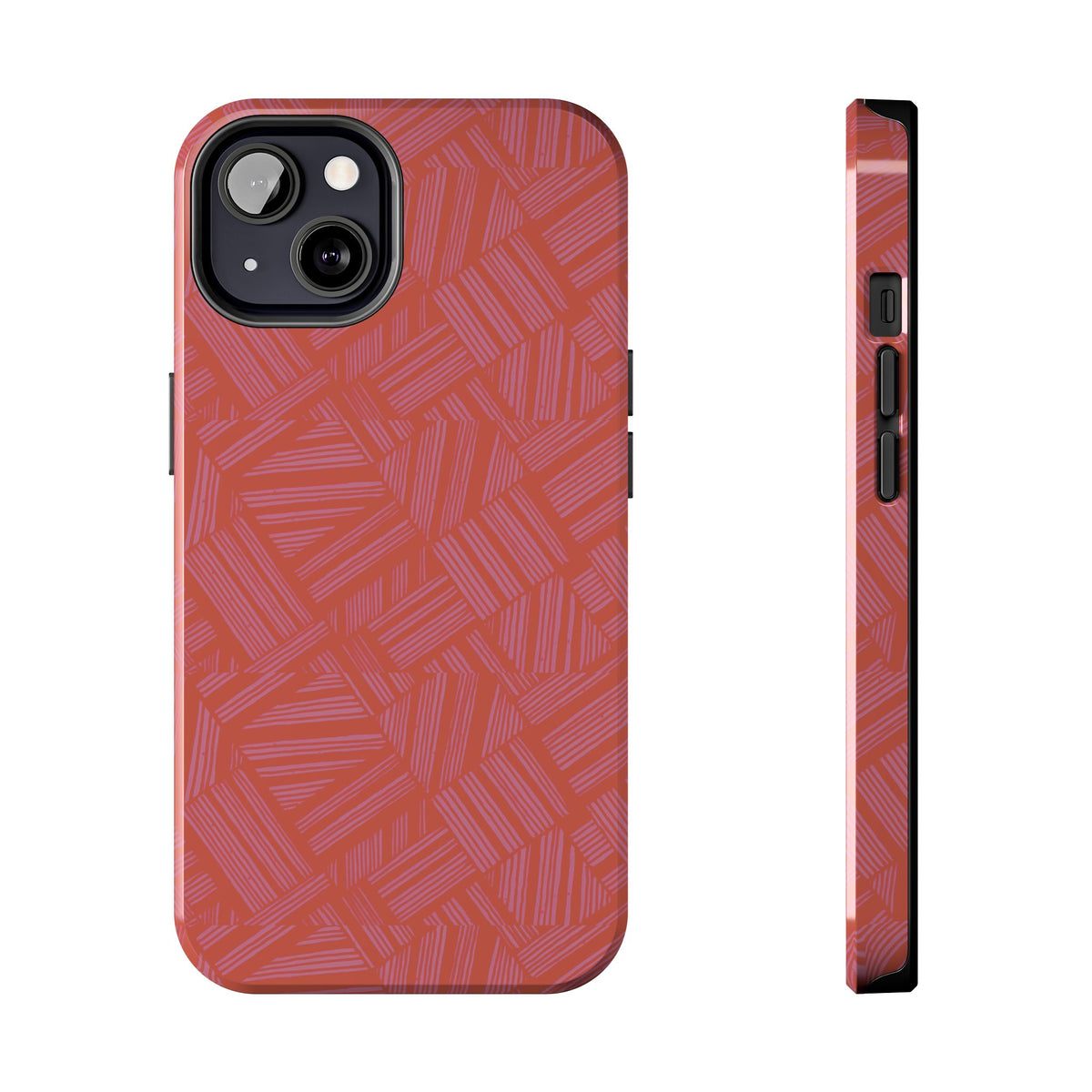 Tough Phone Case — Geometric Coral Pattern Protective Cover, shockproof iphone 18 pro case with dual-camera cutout