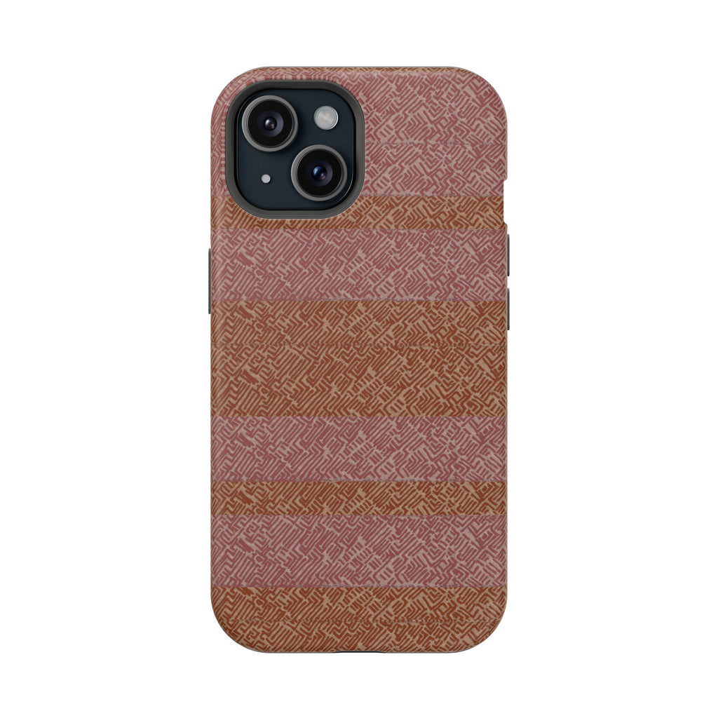 Striped Leather-Texture Magnetic Phone Case — Impact-Resistant iPhone Cover, durable wireless charging iphone 18 pro max case