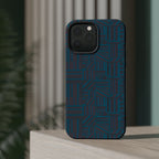 Impact Resistant Phone Case-20% OFF Entire Order, And Free Shipping, Teal Geometric MagSafe case close-up with camera protection and side buttons; impact resistant iphone 17 case-20% OFF Entire Order, and Free Shipping.
