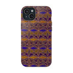 Phone Case — Geometric Tribal Pattern Magnetic Impact-Resistant Case, Fractyl impact resistant iphone 16 pro case shown with vivid purple and ochre geometric details.
