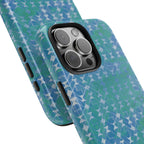 Tough Phone Case — Blue-Green Geometric Watercolor Pattern, shockproof iphone 17 pro case close-up textured protective shell