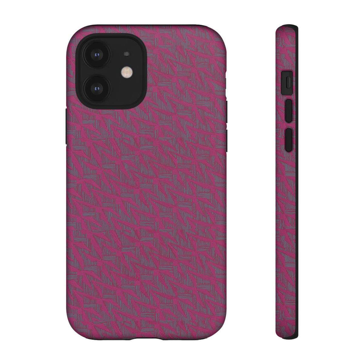 Pink Textured Tough Phone Case — Protective Slim iPhone Cover, durable wireless charging case