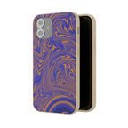 Biodegradable Marble Swirl Phone Case — Purple & Orange Eco-Friendly Protective Cover, side controls and camera view; protective biodegradable case _CASETiFY5 alternative.