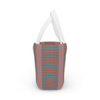 Striped Retro Lunch Bag – Teal & Terracotta Compact Insulated Tote
