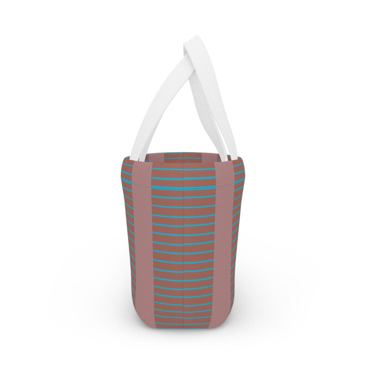 Striped Retro Lunch Bag – Teal & Terracotta Compact Insulated Tote