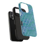 Tough Phone Case — Blue-Green Geometric Watercolor Pattern, shockproof iphone 17 pro case outer cover and inner liner