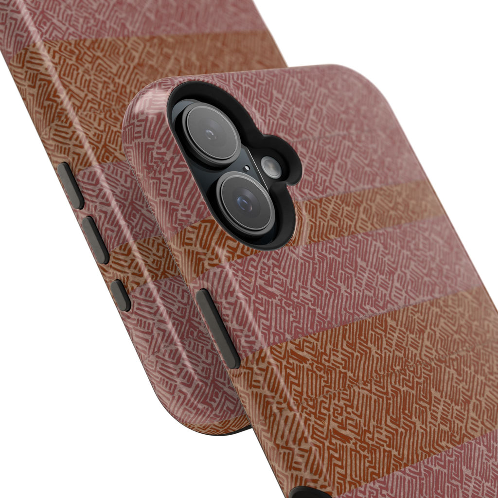 Striped Leather-Texture Magnetic Phone Case — Impact-Resistant iPhone Cover, impact-resistant wireless charging iphone 18 pro max case view