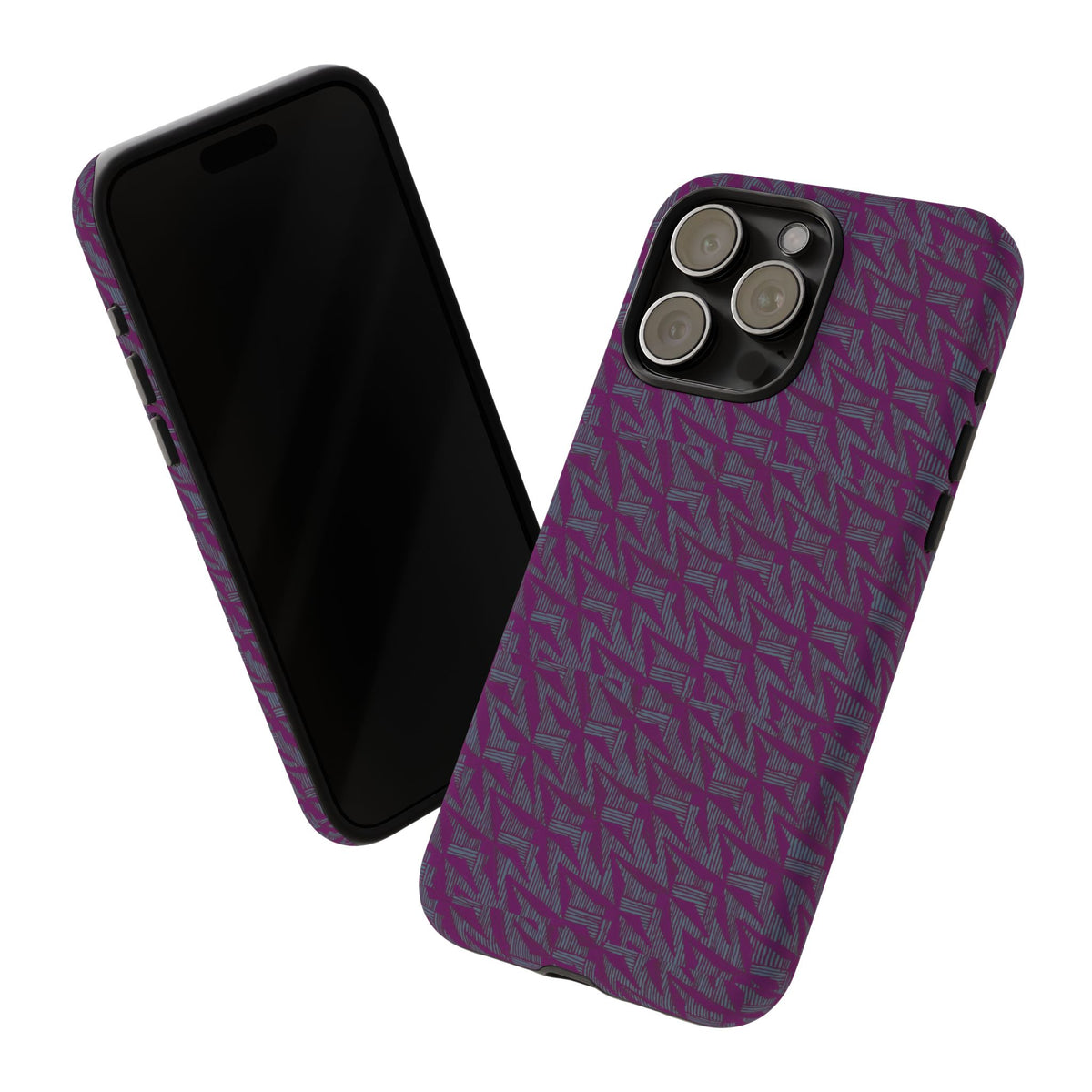 Shockproof Iphone 17 Pro Cover, Purple Geometric Dual-Layer TPU Case, UV-Protected