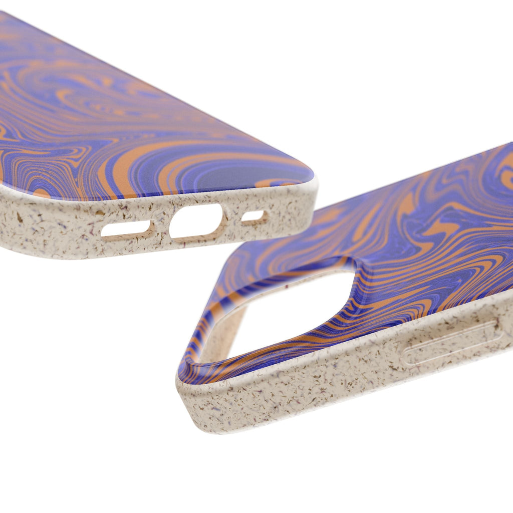 Biodegradable iPhone 17 Case – Purple Orange Marble Swirl Eco-Friendly Protection