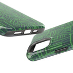Green Dual Layer iPhone 17 Pro Phone Case, Geometric MagSafe 2-Layer Impact Protection