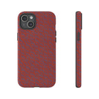 Red Pebble Texture Tough Phone Case — Rugged Shockproof iPhone Cover, wireless charging iphone 17 promax case featuring a vertical triple-camera cutout