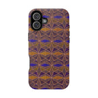 Phone Case — Geometric Tribal Pattern Magnetic Impact-Resistant Case, Fractyl impact resistant iphone 16 pro case in a protective brown, purple, and amber finish.