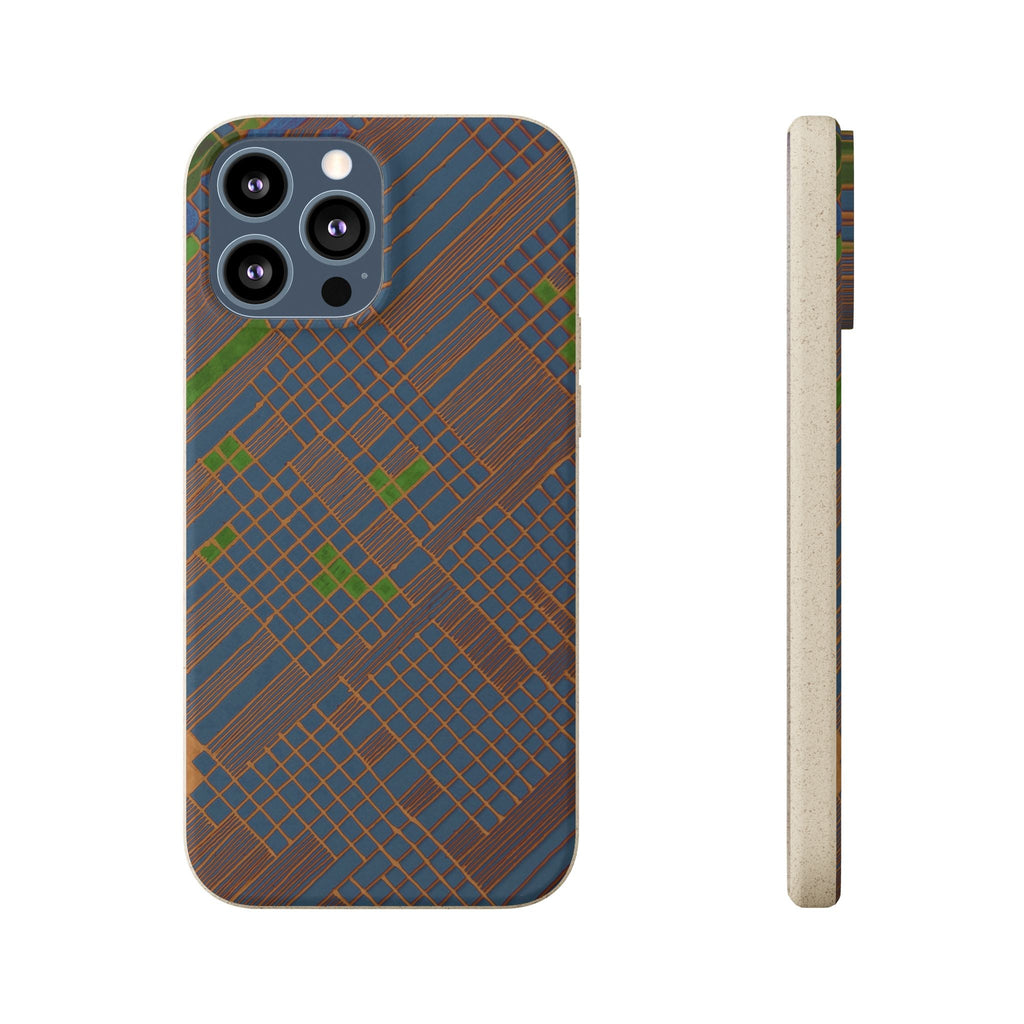Biodegradable Phone Case — Earthy Geometric Plaid Eco-Friendly Cover, eco friendly phone case product image