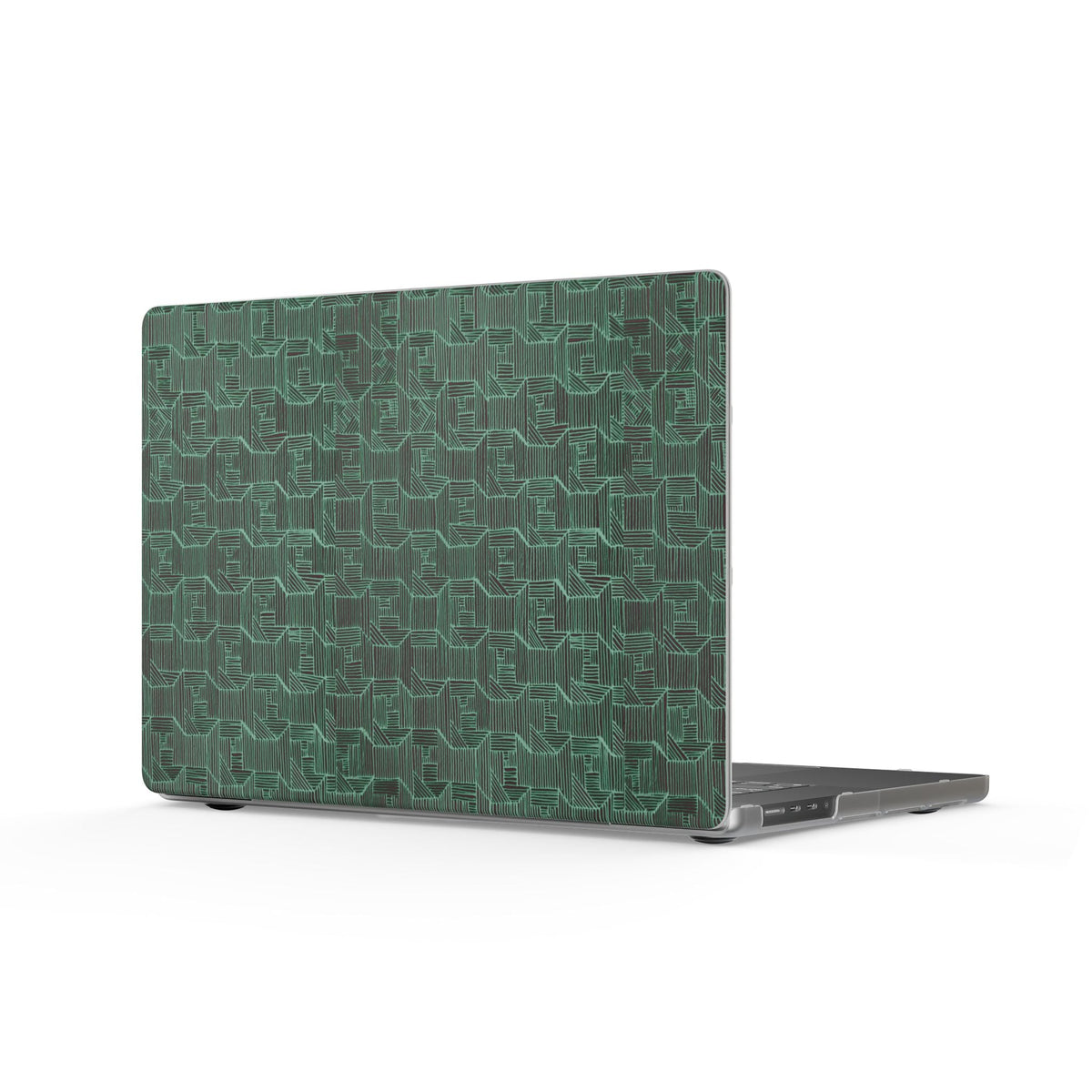 Geometric Green Circuit Matte MacBook Case showcasing a stylish and modern design, perfect as a slim MacBook skin that adds a touch of personality while protecting your device.