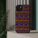 Phone Case — Geometric Tribal Pattern Magnetic Impact-Resistant Case, Fractyl impact resistant iphone 16 pro case in a stylish purple and copper geometric pattern.