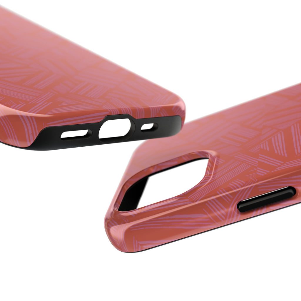 Tough Phone Case — Geometric Coral Pattern Protective Cover, shockproof iphone 18 pro case protecting a dual-camera phone
