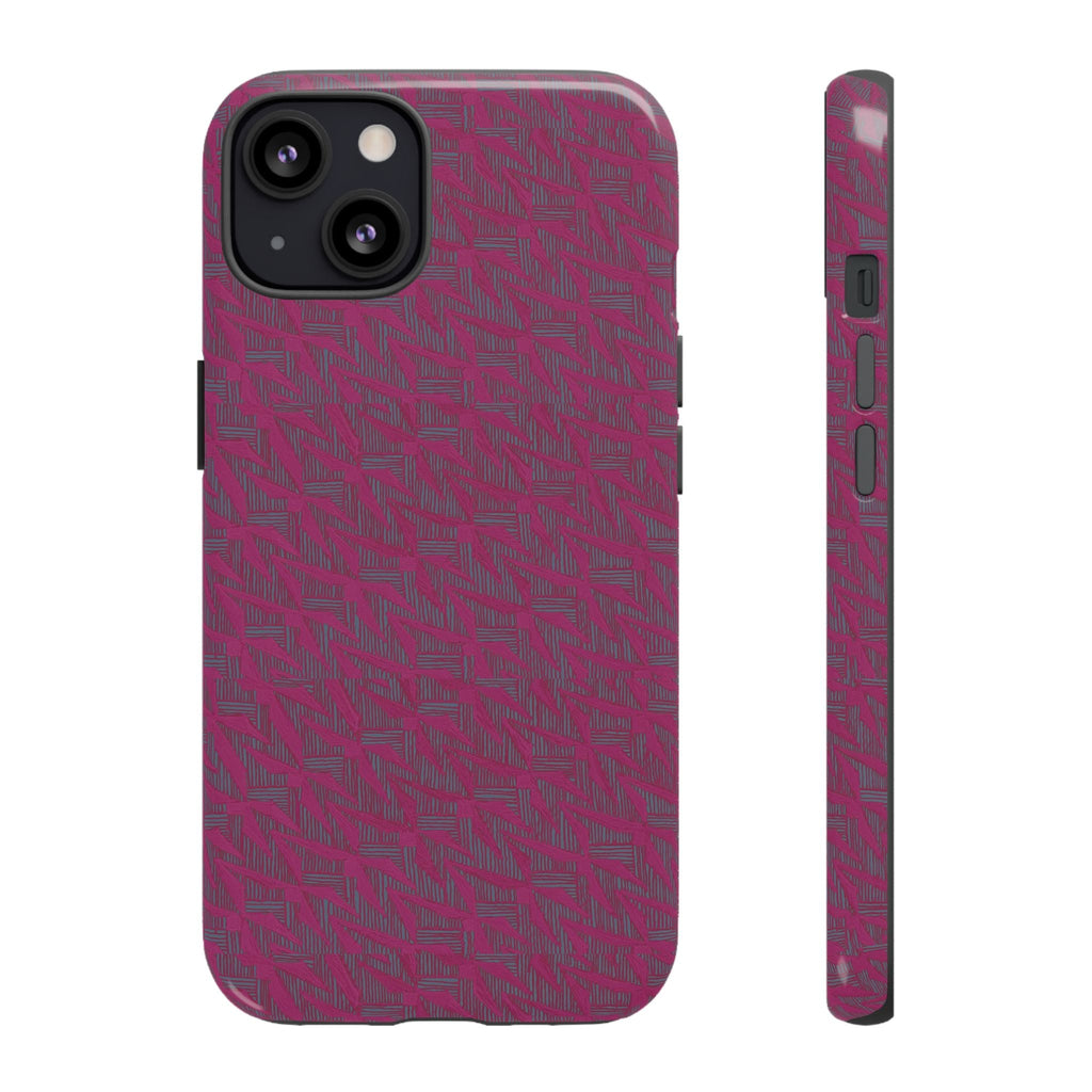 Pink Textured Tough Phone Case — Protective Slim iPhone Cover, durable wireless charging case