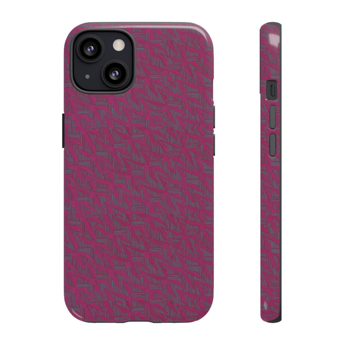 Pink Textured Tough Phone Case — Protective Slim iPhone Cover, durable wireless charging case