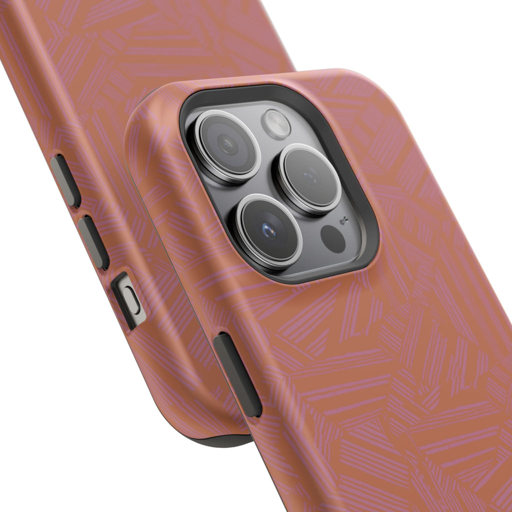 Protective iPhone 18 Pro Max Case With Terracotta Geometric MagSafe Impact Resistance