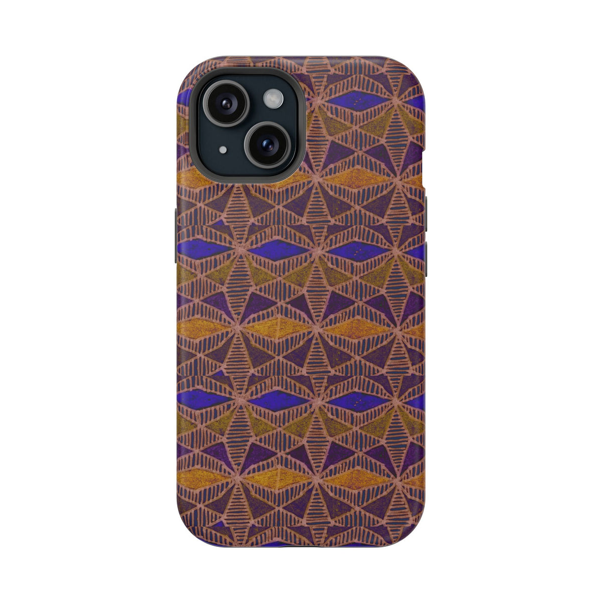 Phone Case — Geometric Tribal Pattern Magnetic Impact-Resistant Case, Fractyl impact resistant iphone 16 pro case with high-resolution geometric print across the back.