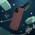 MagSafe Impact Resistant Phone Case - Geometric Brown Pattern, Dual-Layer Protection, premium printed phone cover; impact resistant iphone 17 pro max case