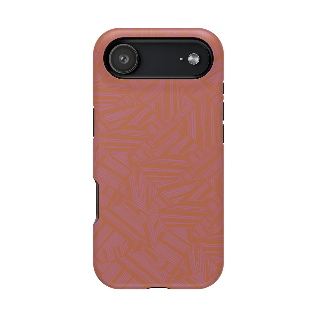 Protective iPhone 18 Pro Max Case With Terracotta Geometric MagSafe Impact Resistance