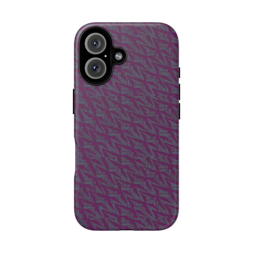 Purple Geometric Tough Phone Case — Protective Slim Phone Cover, back panel with camera cutout detail, shockproof iphone 17 pro cover