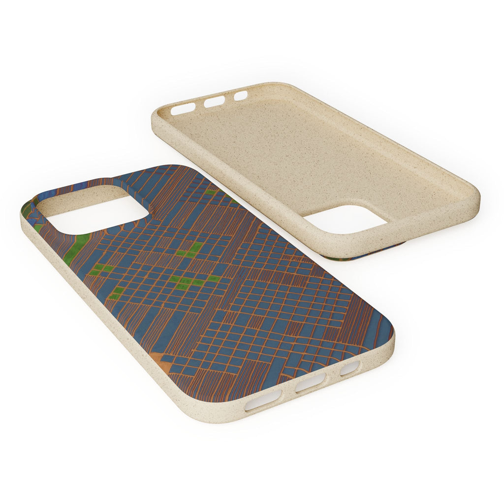 Biodegradable Phone Case — Earthy Geometric Plaid Eco-Friendly Cover, eco friendly phone case product image