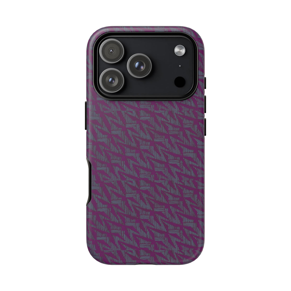 Purple Geometric Tough Phone Case — Protective Slim Phone Cover, back view with precise camera cutout, shockproof iphone 17 pro cover