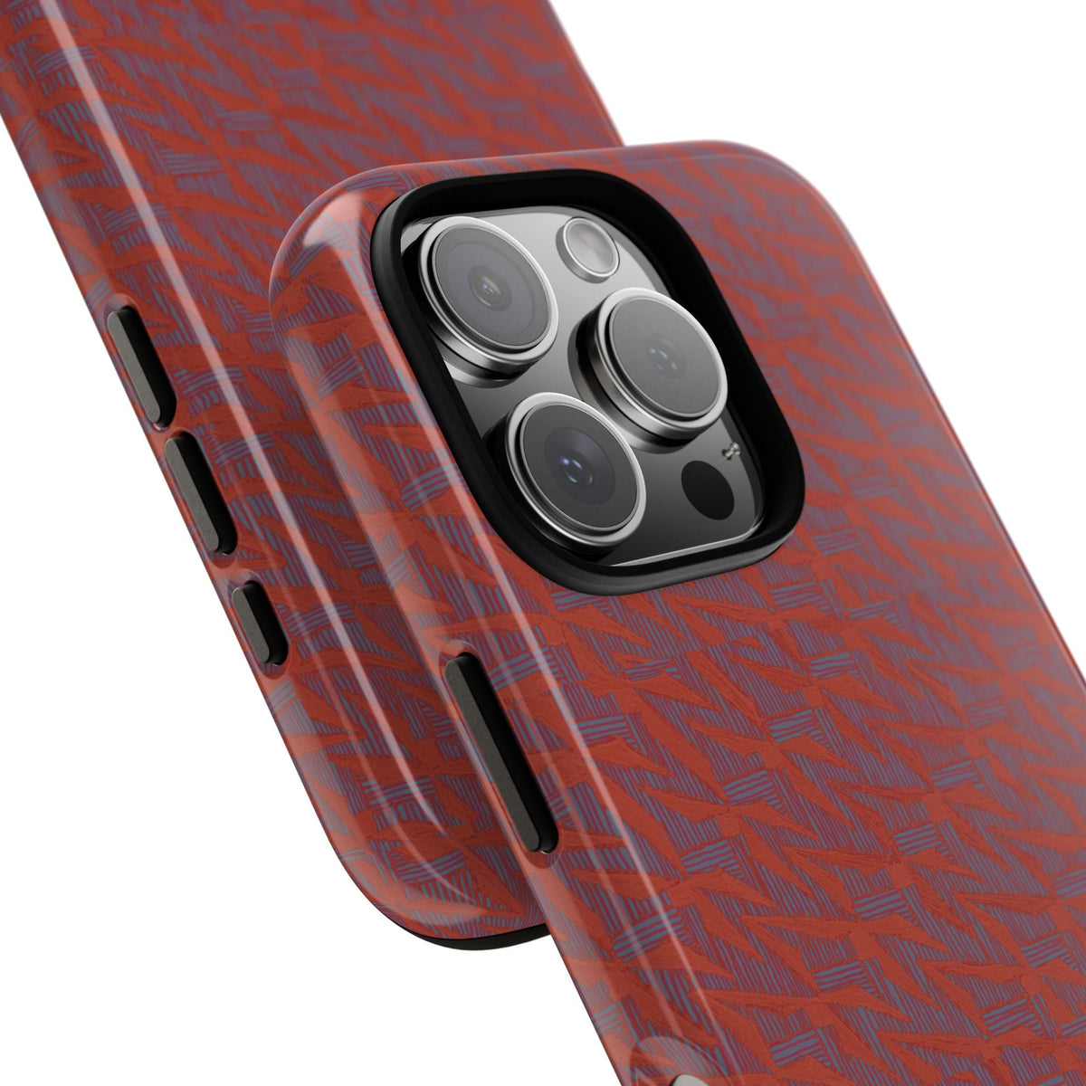 Wireless Charging iPhone 17 ProMax Case – Rugged Red Pebble Texture Shockproof Cover